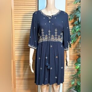 Shyanne Black Embroidered Boho Dress
